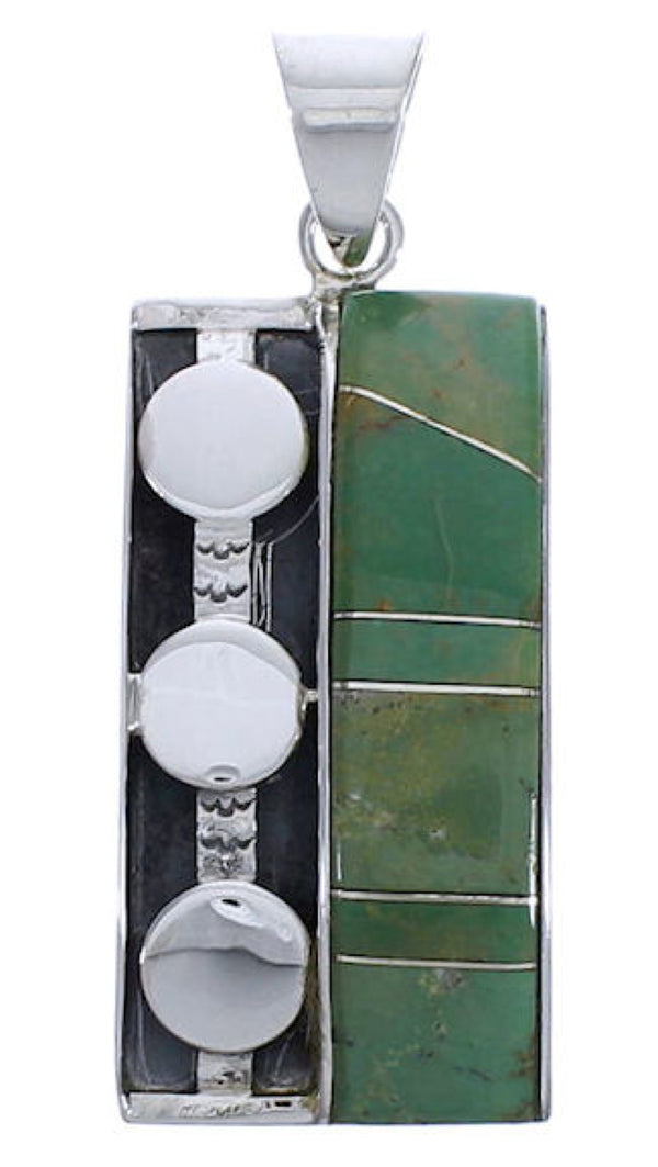 Turquoise Inlay Heavy Sterling Silver Jewelry Pendant PX30675